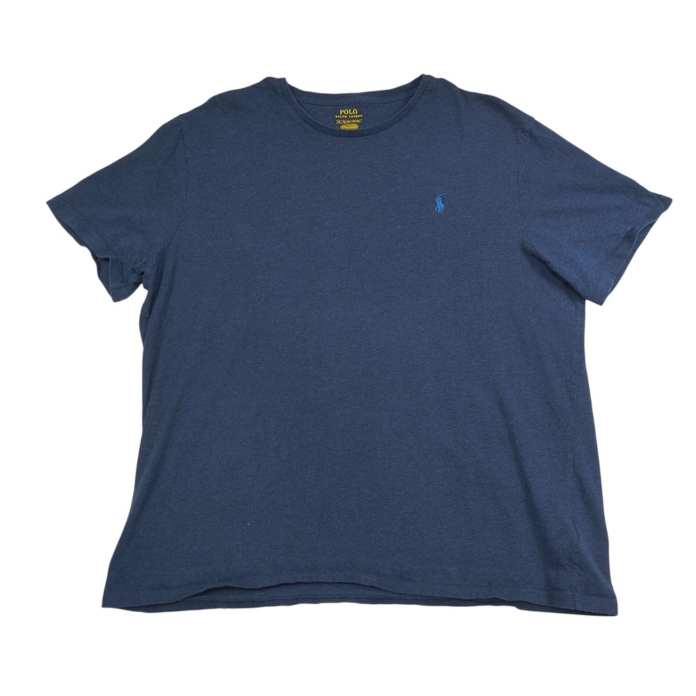 Polo Ralph Lauren Mens XL Navy Blue Heathered Short Sleeve Crew Neck T-Shirt